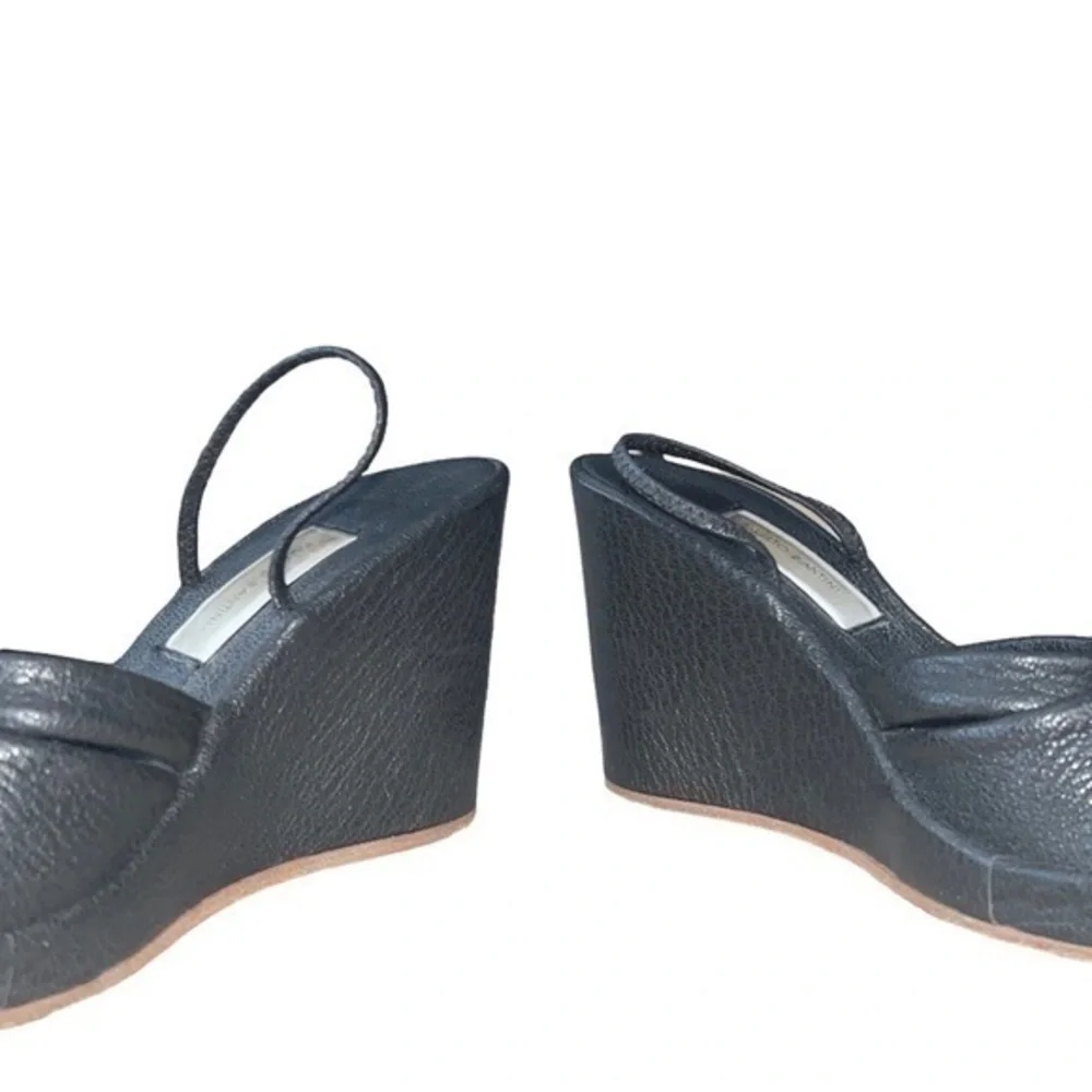 Fausto‎ Santini Black Leather Wedge Strappy Sandals